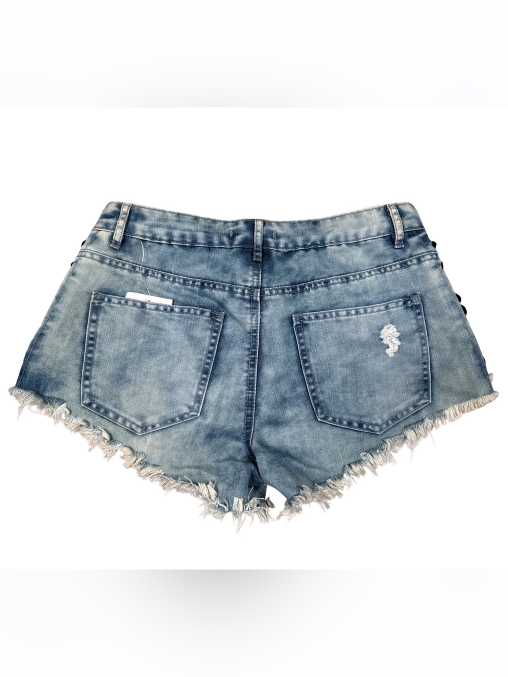 Forever 21 Lace-Up Distressed Denim Shorts Size 26 NWT - Picture 2 of 10